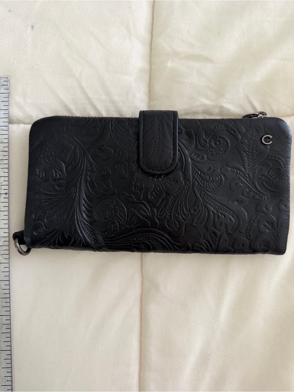 Wild West Los Angeles Black Embossed Leather Snap Wallet